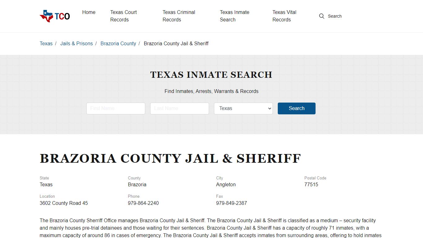 Brazoria County Jail & Sheriff - txcountyoffices.org